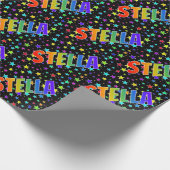 Rainbow Vorname "STELLA" + Sterne Geschenkpapier (Ecke)