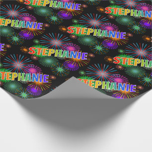Rainbow Vorname "STEPHANIE" + Fireworks Geschenkpapier