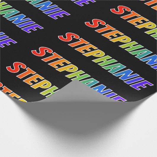 Rainbow Vorname "STEPHANIE"; Fun & Colorful Geschenkpapier (Ecke)