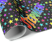Rainbow Vorname "STEPHEN" + Sterne Geschenkpapier (Rolleneckpunkt)