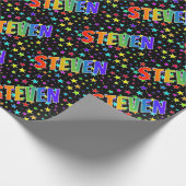 Rainbow Vorname "STEVEN" + Sterne Geschenkpapier (Ecke)