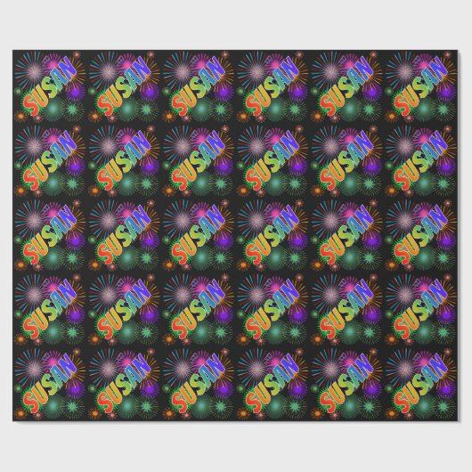 Rainbow Vorname "SUSAN" + Feuerwerk Geschenkpapier (Flach)