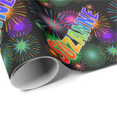 Rainbow Vorname "SUZANNE" + Feuerwerkskörper Geschenkpapier (Rolleneckpunkt)