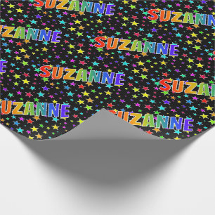 Rainbow Vorname "SUZANNE" + Sterne Geschenkpapier