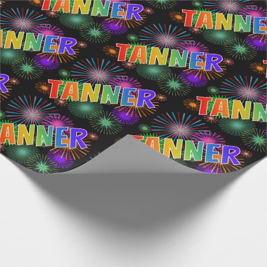 Rainbow Vorname "TANNER" + Feuerwerk Geschenkpapier (Ecke)