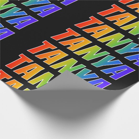 Rainbow Vorname "TANYA"; Fun & Colorful Geschenkpapier (Ecke)