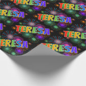 Rainbow Vorname "TERESA" + Feuerwerkskörper Geschenkpapier (Ecke)