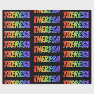 Rainbow Vorname "THERESA"; Fun & Colorful Geschenkpapier
