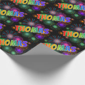 Rainbow Vorname "THOMAS" + Feuerwerk Geschenkpapier (Ecke)