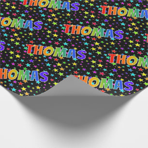 Rainbow Vorname "THOMAS" + Sterne Geschenkpapier