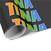 Rainbow Vorname "TINA"; Fun & Colorful Geschenkpapier (Rolleneckpunkt)