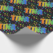 Rainbow Vorname "TINA" + Sterne Geschenkpapier (Ecke)