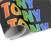Rainbow Vorname "TONY"; Fun & Colorful Geschenkpapier (Rolleneckpunkt)