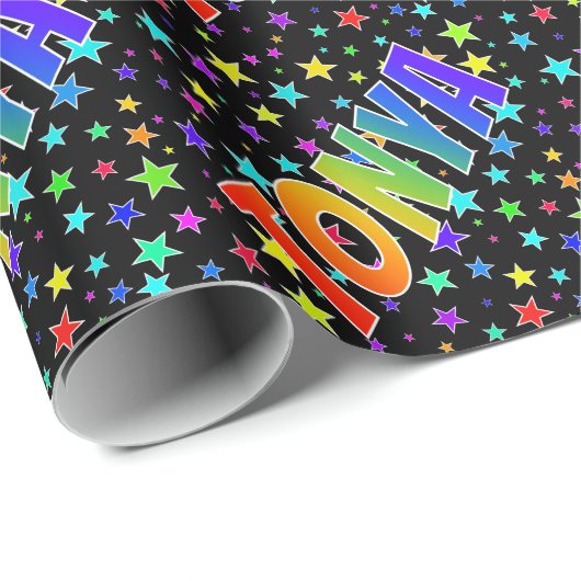 Rainbow Vorname "TONYA" + Sterne Geschenkpapier (Rolleneckpunkt)
