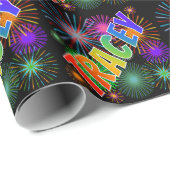 Rainbow Vorname "TRACEY" + Fireworks Geschenkpapier (Rolleneckpunkt)