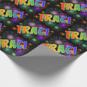 Rainbow Vorname "TRACI" + Feuerwerk Geschenkpapier