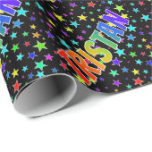 Rainbow Vorname "TRISTAN" + Sterne Geschenkpapier (Rolleneckpunkt)