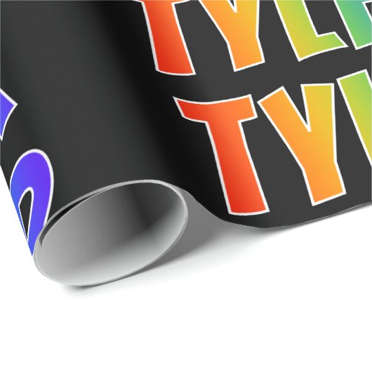 Rainbow Vorname "TYLER"; Fun & Colorful Geschenkpapier (Rolleneckpunkt)