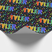 Rainbow Vorname "TYLER" + Sterne Geschenkpapier (Ecke)