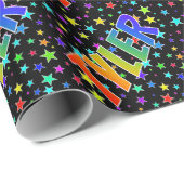 Rainbow Vorname "TYLER" + Sterne Geschenkpapier (Rolleneckpunkt)