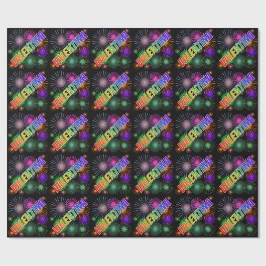 Rainbow Vorname "VALENTINA" + Feuerwerke Geschenkpapier (Flach)