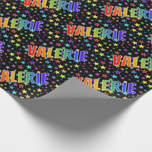 Rainbow Vorname "VALERIE" + Sterne Geschenkpapier (Ecke)