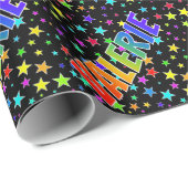 Rainbow Vorname "VALERIE" + Sterne Geschenkpapier (Rolleneckpunkt)