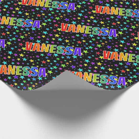 Rainbow Vorname "VANESSA" + Sterne Geschenkpapier (Ecke)