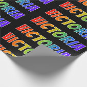 Rainbow Vorname "VICTORIA"; Fun & Colorful Geschenkpapier (Ecke)