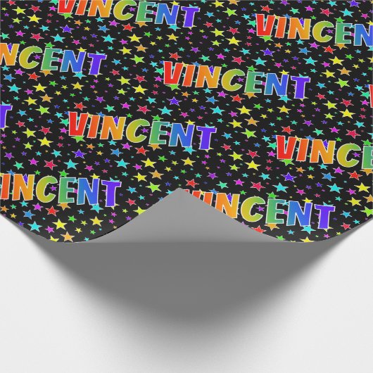 Rainbow Vorname "VINCENT" + Sterne Geschenkpapier (Ecke)