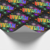 Rainbow Vorname "VIVIAN" + Fireworks Geschenkpapier (Ecke)