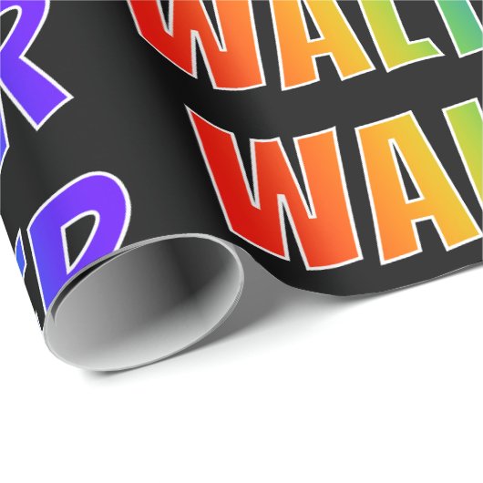 Rainbow Vorname "WALTER"; Fun & Colorful Geschenkpapier (Rolleneckpunkt)