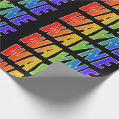 Rainbow Vorname "WAYNE"; Spaß und Farben Geschenkpapier (Ecke)