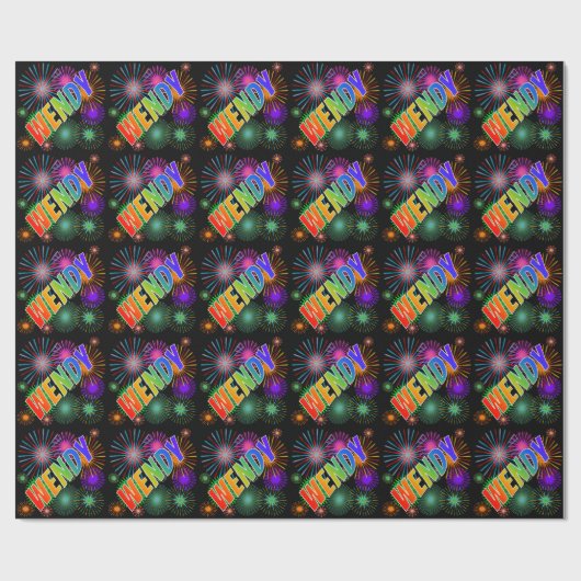 Rainbow Vorname "WENDY" + Feuerwerk Geschenkpapier (Flach)