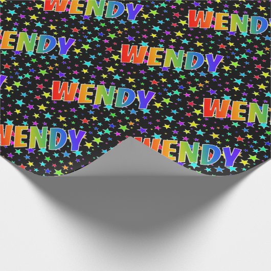 Rainbow Vorname "WENDY" + Sterne Geschenkpapier (Ecke)