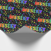 Rainbow Vorname "WESLEY" + Sterne Geschenkpapier (Ecke)