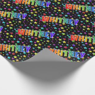 Rainbow Vorname "WHITNEY" + Sterne Geschenkpapier
