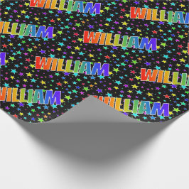 Rainbow Vorname "WILLIAM" + Sterne Geschenkpapier