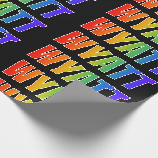Rainbow Vorname "WYATT"; Fun & Colorful Geschenkpapier (Ecke)