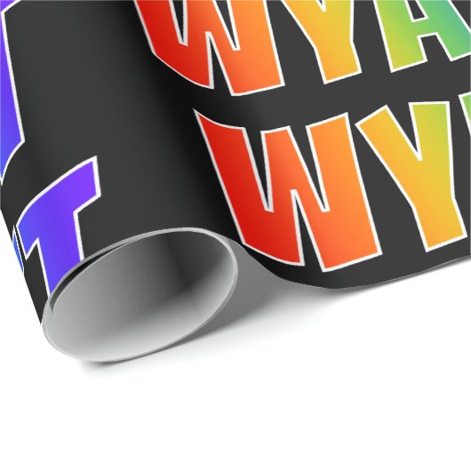Rainbow Vorname "WYATT"; Fun & Colorful Geschenkpapier (Rolleneckpunkt)