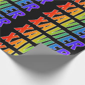 Rainbow Vorname "XAVIER"; Fun & Colorful Geschenkpapier (Ecke)