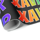 Rainbow Vorname "XAVIER"; Fun & Colorful Geschenkpapier (Rolleneckpunkt)