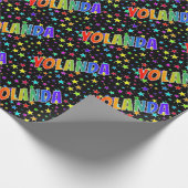 Rainbow Vorname "YOLANDA" + Sterne Geschenkpapier (Ecke)