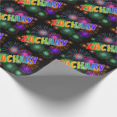 Rainbow Vorname "ZACHARY" + Fireworks Geschenkpapier (Ecke)