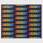 Rainbow Vorname "ZACHARY"; Fun & Colorful Geschenkpapier (Flach)