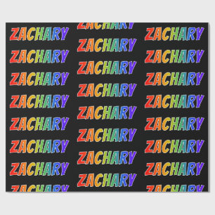 Rainbow Vorname "ZACHARY"; Fun & Colorful Geschenkpapier
