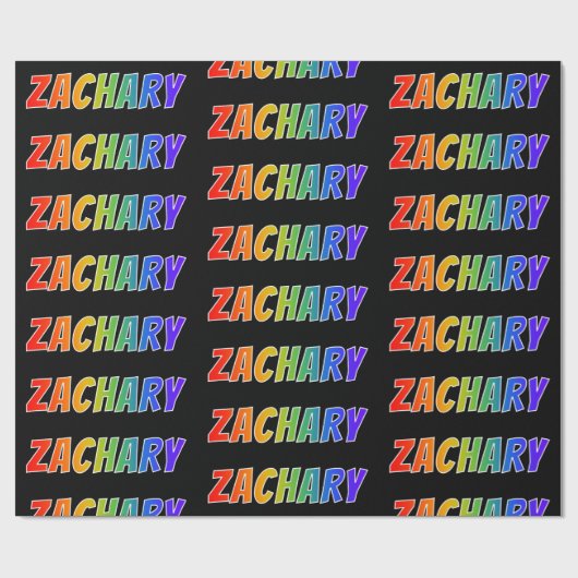 Rainbow Vorname "ZACHARY"; Fun & Colorful Geschenkpapier (Flach)