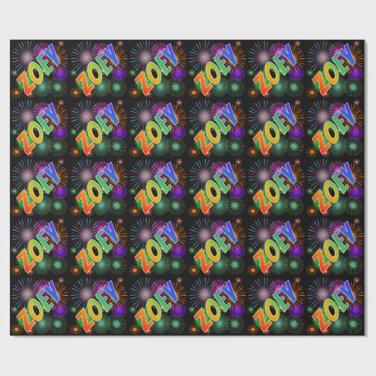 Rainbow Vorname "ZOEY" + Feuerwerk Geschenkpapier (Flach)