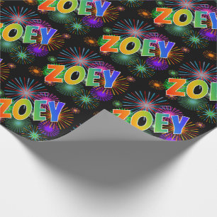 Rainbow Vorname "ZOEY" + Feuerwerk Geschenkpapier