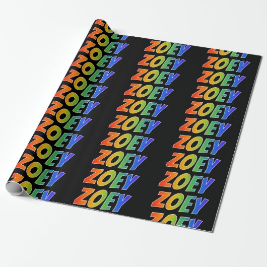 Rainbow Vorname "ZOEY"; Fun & Colorful Geschenkpapier (Ungerollt)